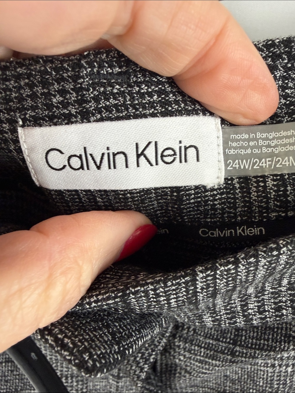 Calvin Klein Plus Size Charcoal Glen Plaid Dress Pants - Picture 2 of 15